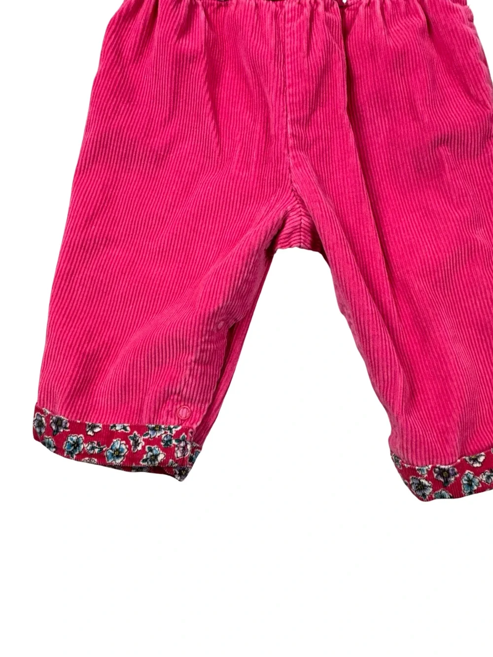 OshKosh B'gosh Vestbak Pink Corduroy Bubble Overalls Floral Bow Vintage